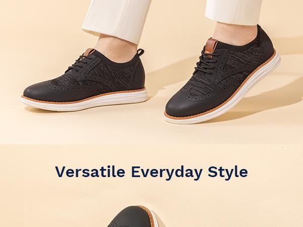 BRUNO MARC KnitFlex Craft Men's Breathable Stretchy Knit Upper Wingtip Mesh Oxford Sneakers Casual Round Toe Lace-Up SpringStatements Walking Shoes