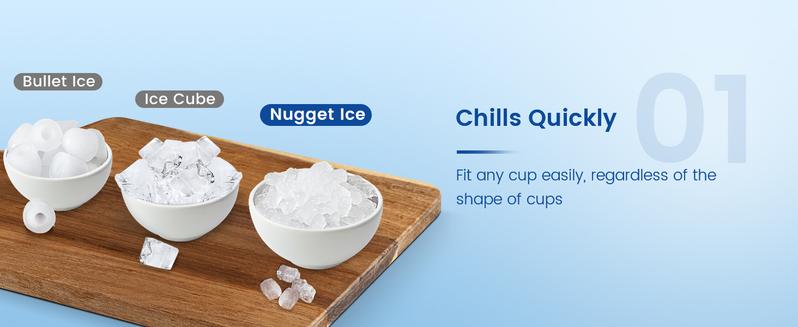 COWSAR Nugget Ice Maker Countertop, Chewable Nugget Ice Cubes Machine, Quick Ice Making 34Lbs/Day, Self-Cleaning, Portable Stainless Steel Ice Machine for Home Kitchen Office Party