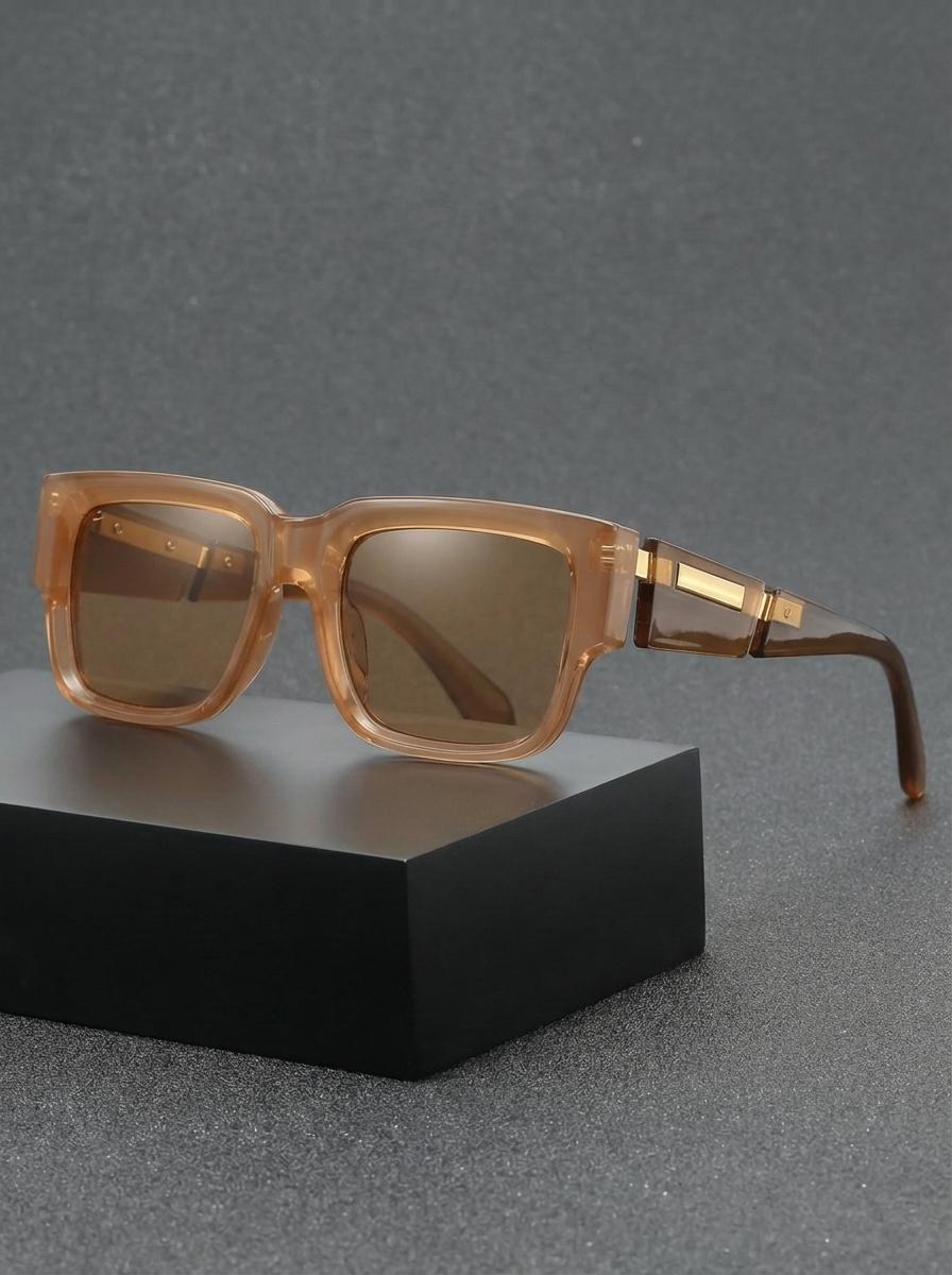 New Retro High-End Square Fashion Sunglasses, Unique Blue Thick Frame, Versatile Simple Personality, Stylish Unisex Eyewear