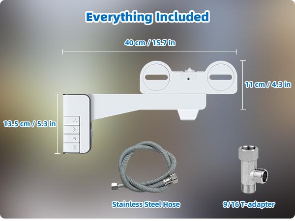 Hibbent Bidet Attachment for Toilet, Non-Electric Dual Nozzle for Frontal & Rear Wash, Adjustable Water Pressure Control, Fresh Water Bidet Toilet Seat, Self Cleaning Water Sprayer, Matte Black