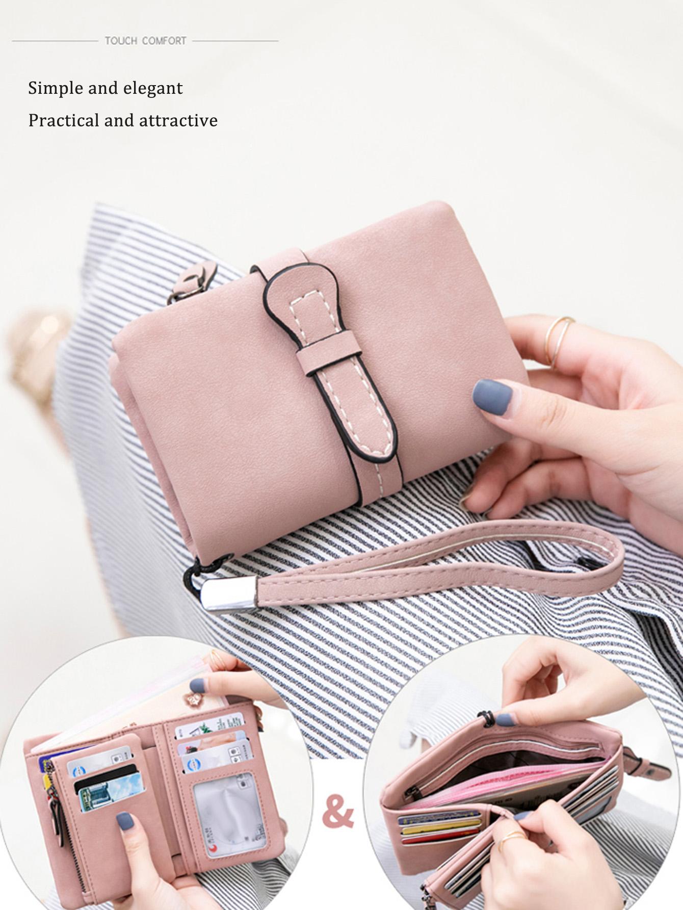 Multifunctional Plain Short Wallet, Vintage Coin Purse with Card Slots, ID Window, Zipper Pocket, Card Holder Organizer, Christmas Gift, Valentine's Day Gift, Ideal Gift