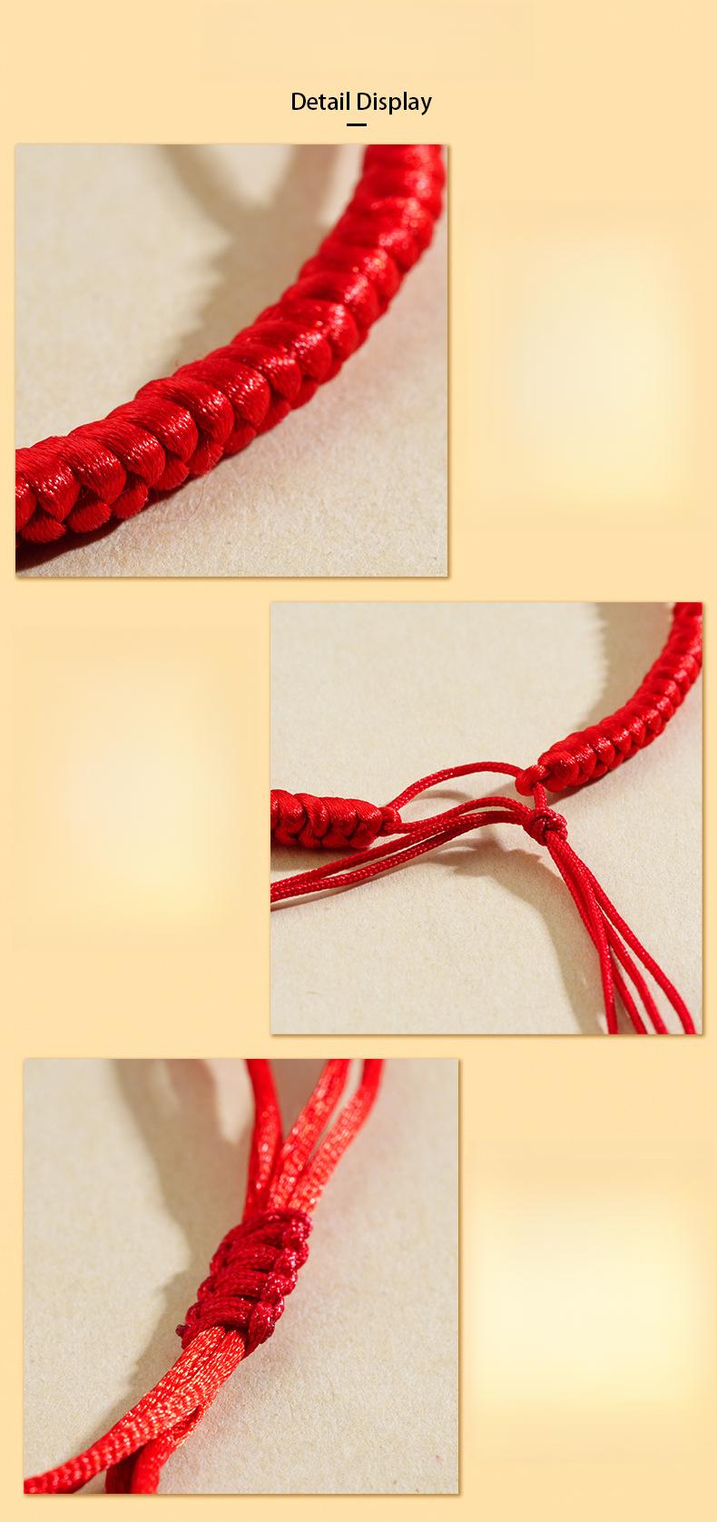 Lucky Red Braided Rope Bracelet, DIY Semi-Finished Hand Cord for Beads & Pendants