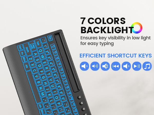 SABLUTE KC782 Large Print Backlit Keyboard, USB Wired Computer Keyboard with Backlight Memory Function, Wrist Palm, 7-Color Lighted Office Home Keyboards,Light Up Keyboard for Windows Desktop, Laptop, PC,back to school,back to school haul