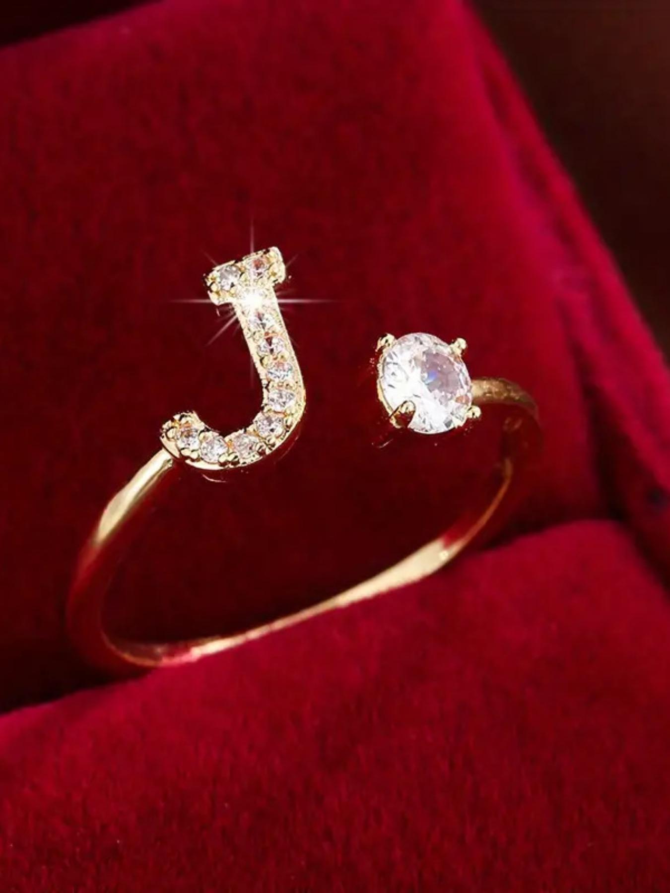 26 Letter Open Adjustable Ring| 14K Gold Plated Micro-Pavé Zircon| Minimalist Stackable Ring for Women – Perfect for Gifting, Parties & Daily Wear