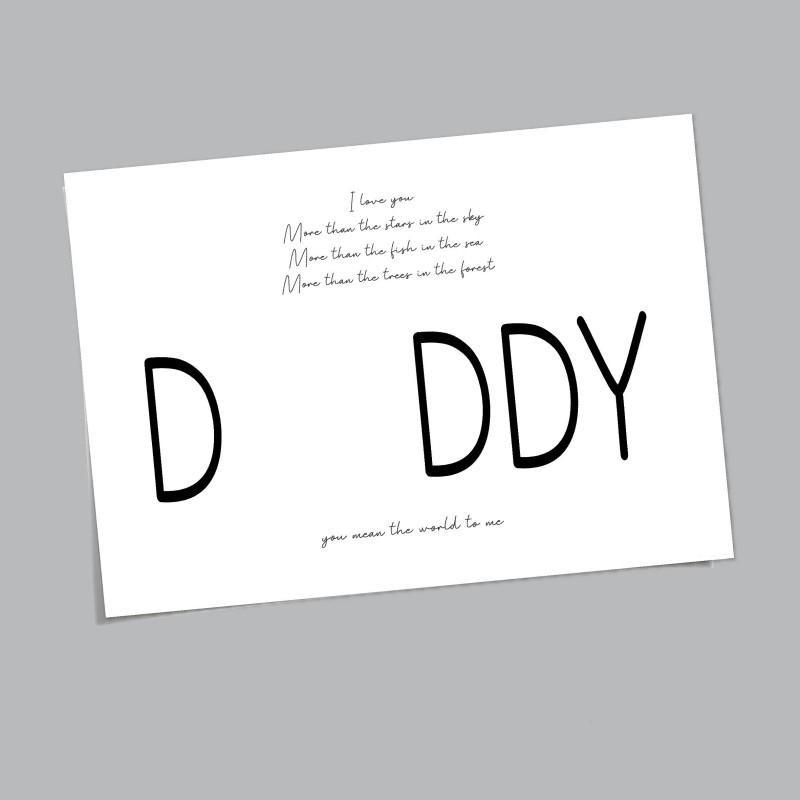 Father's Day DIY Handprint Art Set, Creative 'daddy' Letter Card, Handprint Replaces Letter A, Heartfelt Poem Included, Family Craft Gift