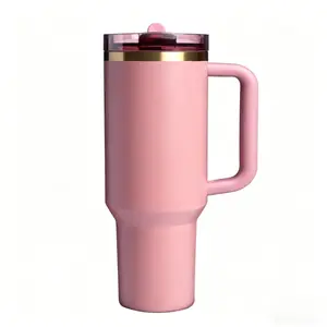 Lotus Pink Giant Leak-Proof Stainless Steel Tumbler with Removable Foldable Straw Lid, Insulated for Hot & Cold,40oz