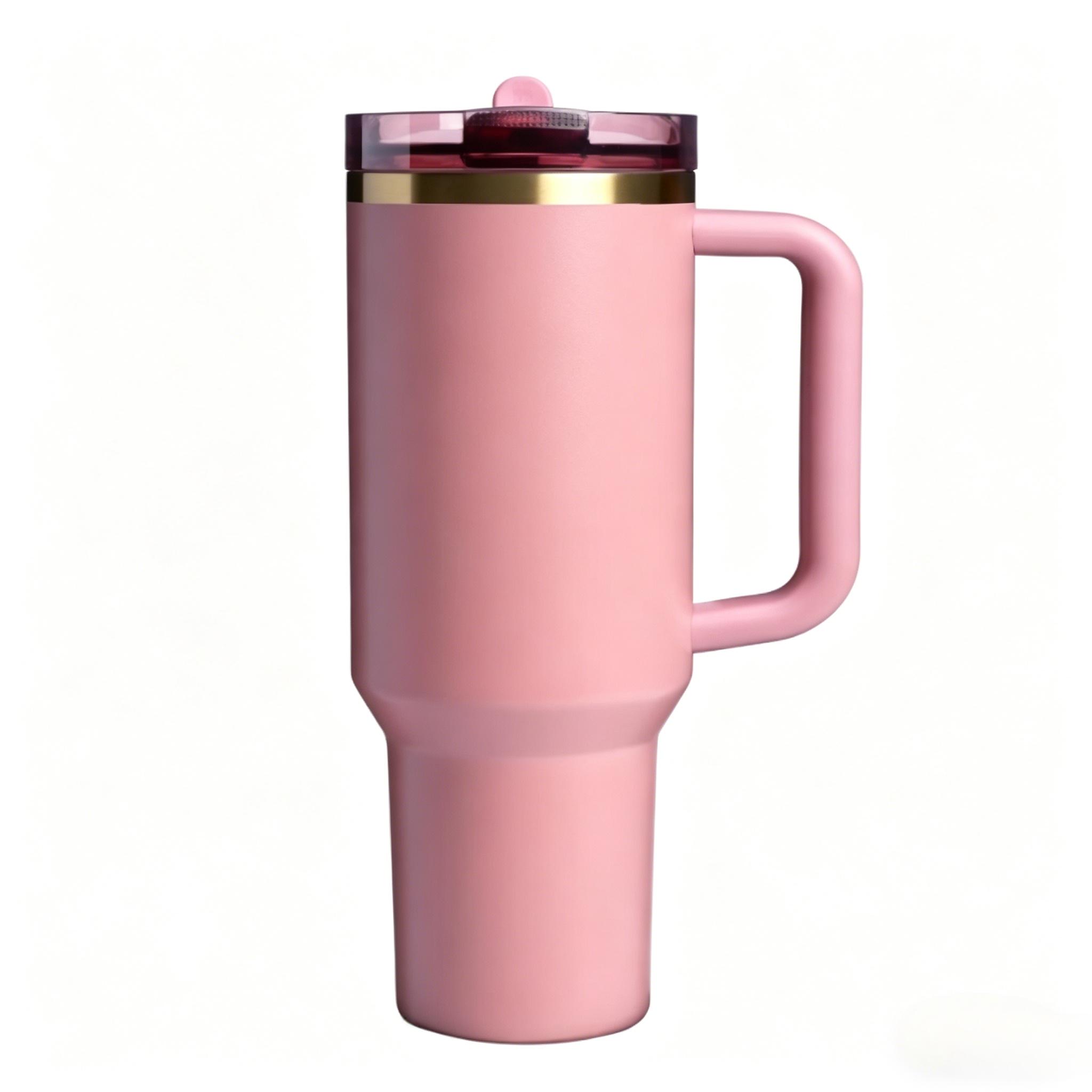 Lotus Pink Giant Leak-Proof Stainless Steel Tumbler with Removable Foldable Straw Lid, Insulated for Hot & Cold,40oz