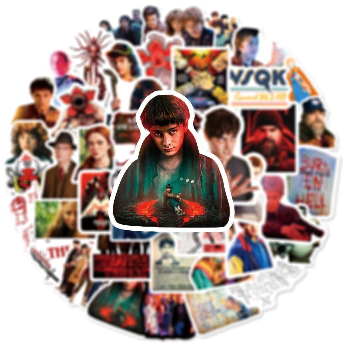 Stranger Things 5 Classic Elements Graffiti Stickers, Luggage Skateboard Water Bottle Decorative Stickers, Unique Creative Stationery Stickers Wholesale