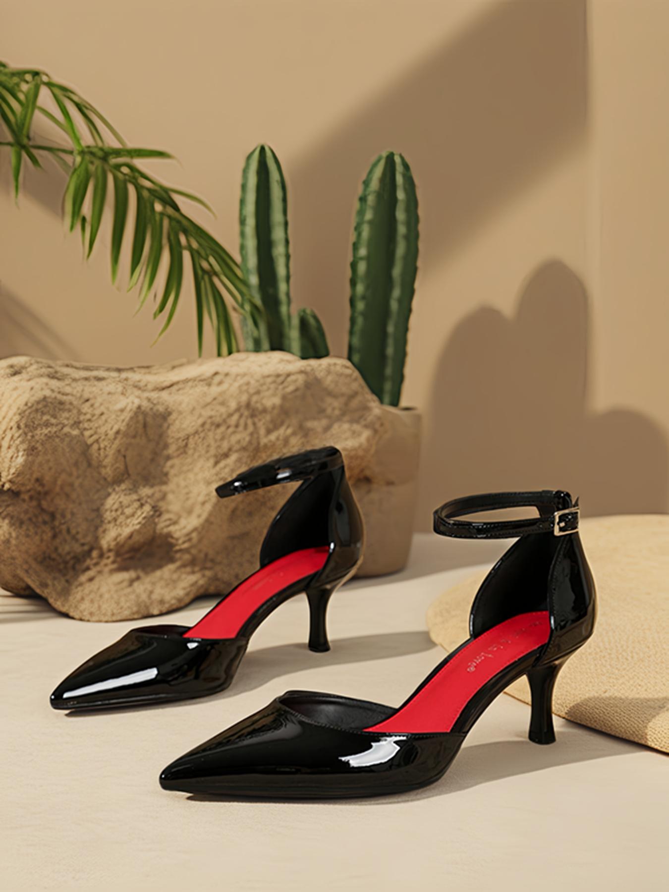 Women's Fashionable Solid Color High Heel Pumps, Elegant Pointed Toe Ankle Strap Heels for Party, Daily Clothing Decor for Women, Party Footwear