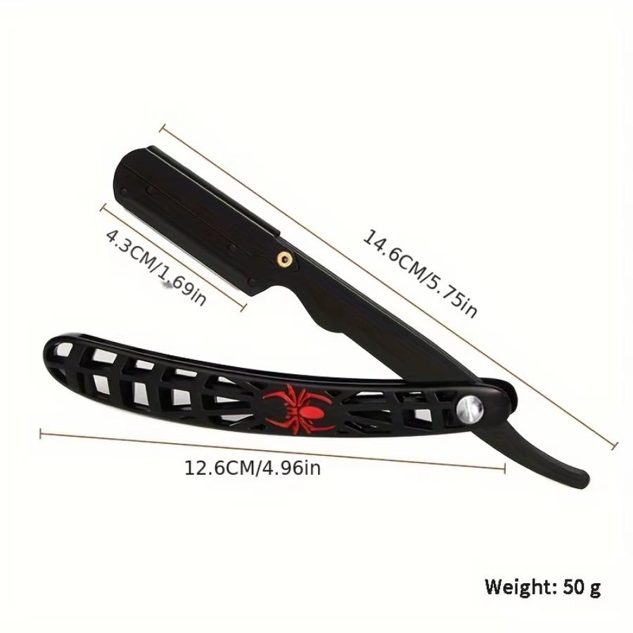 Men's Shaving Razor Stand + 10 Replacement Blades, Metal Fashion Folding Straight Razor Holder, Stainless Steel, Ideal for Grooming