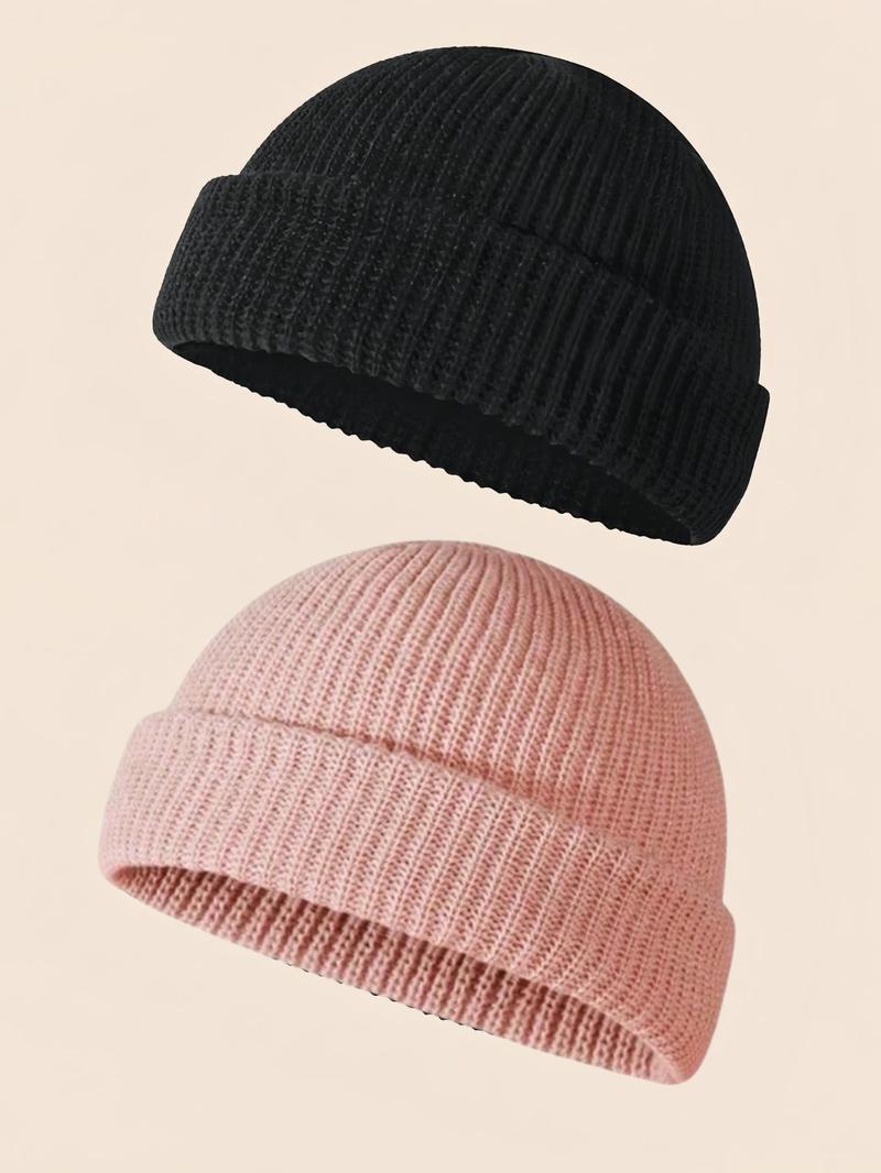 Men's Solid Color Knit Beanie Hat, Casual Street Soft Comfortable Beanie Cap for Fall & Winter, Fashion Accessories for Daily Wear, Knitted Hat