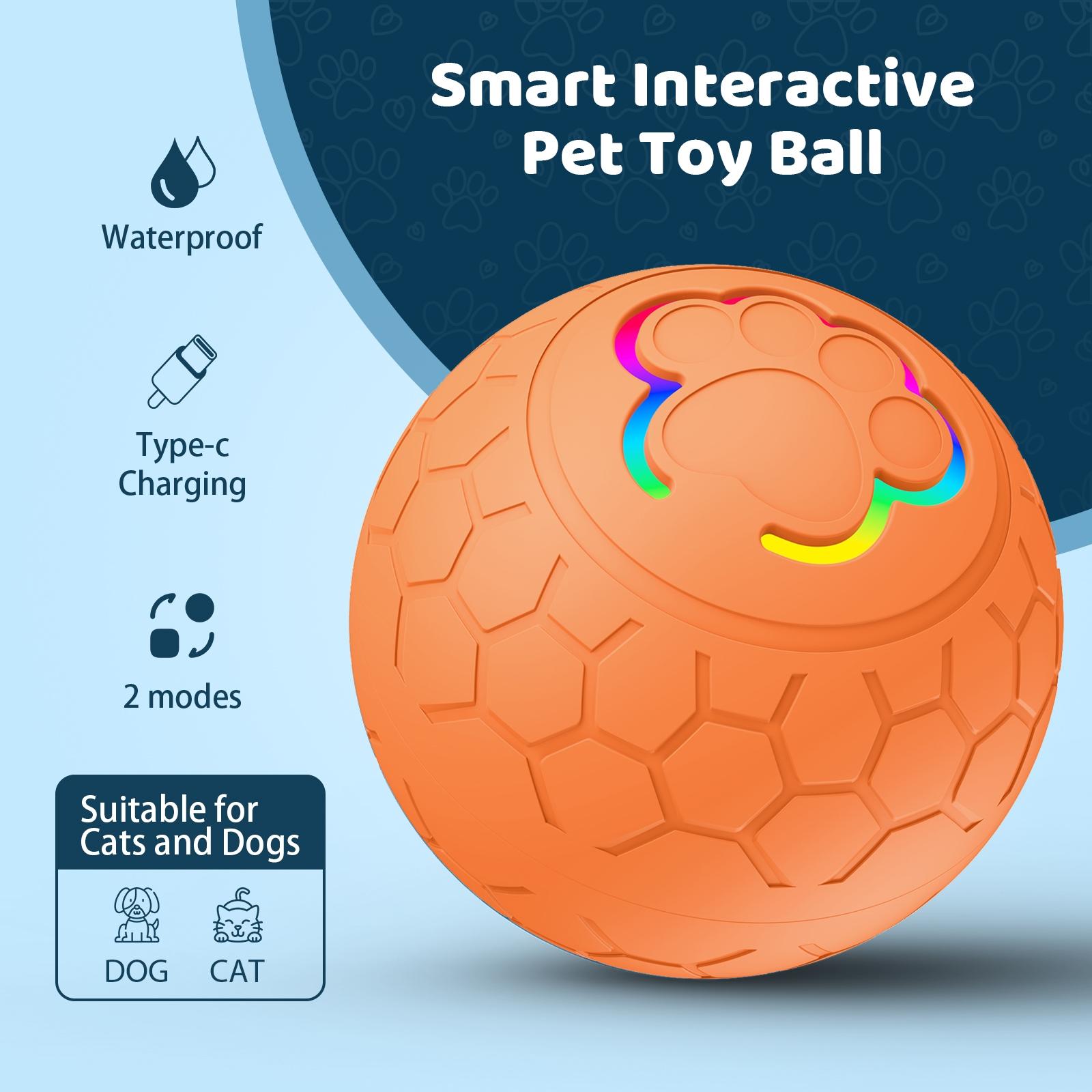 Smart Interactive Dog Toy, Automatic Rolling Ball, Interactive Training Ball, Bite-Resistant, Bounceable, Washable, Type-C Charging, for Small Medium Large Dogs