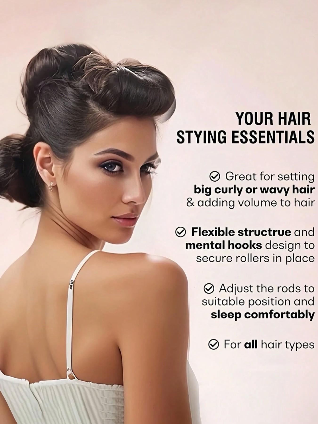 3 Pcs Hair Rollers Set, Satin Heatless Curling Kit, High Resilience Rubber, Soft & Durable, Perfect for Sleeping, Home Use