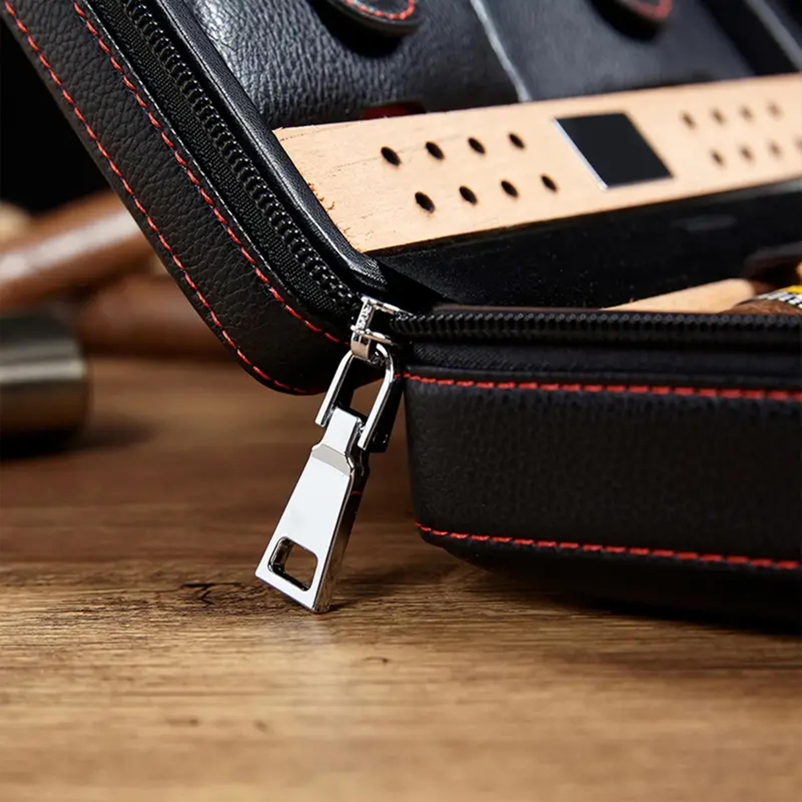 Portable Cigar Travel Case, 1 Count Wooden Lined Humidor with Zipper Closure, Elegant Leather Exterior Storage Box for Home & Travel, Organizer