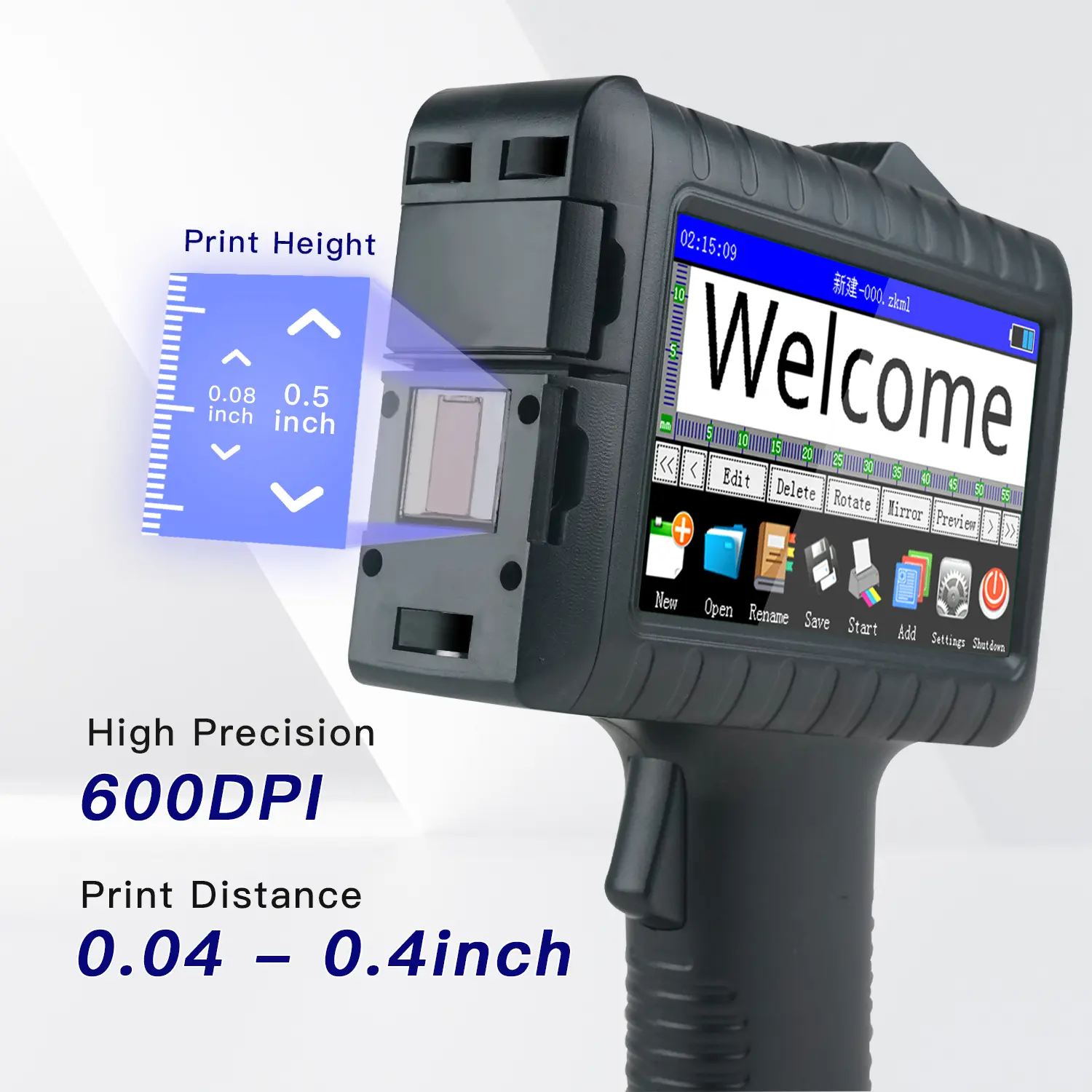 Handheld Inkjet Printer with USB Data Transfer, Portable Coding Machine Support 1000+ Message Storage for Serial Number Printing
