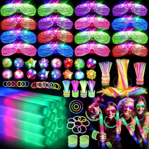 150 PCS Glow in the Dark Supplies, 16 Foam Sticks, 16 LED, 100 Glow Sticks and 18 Finger Lights for Neon, Wedding, Birthday, Concert, New Year, Carnivals, Raves