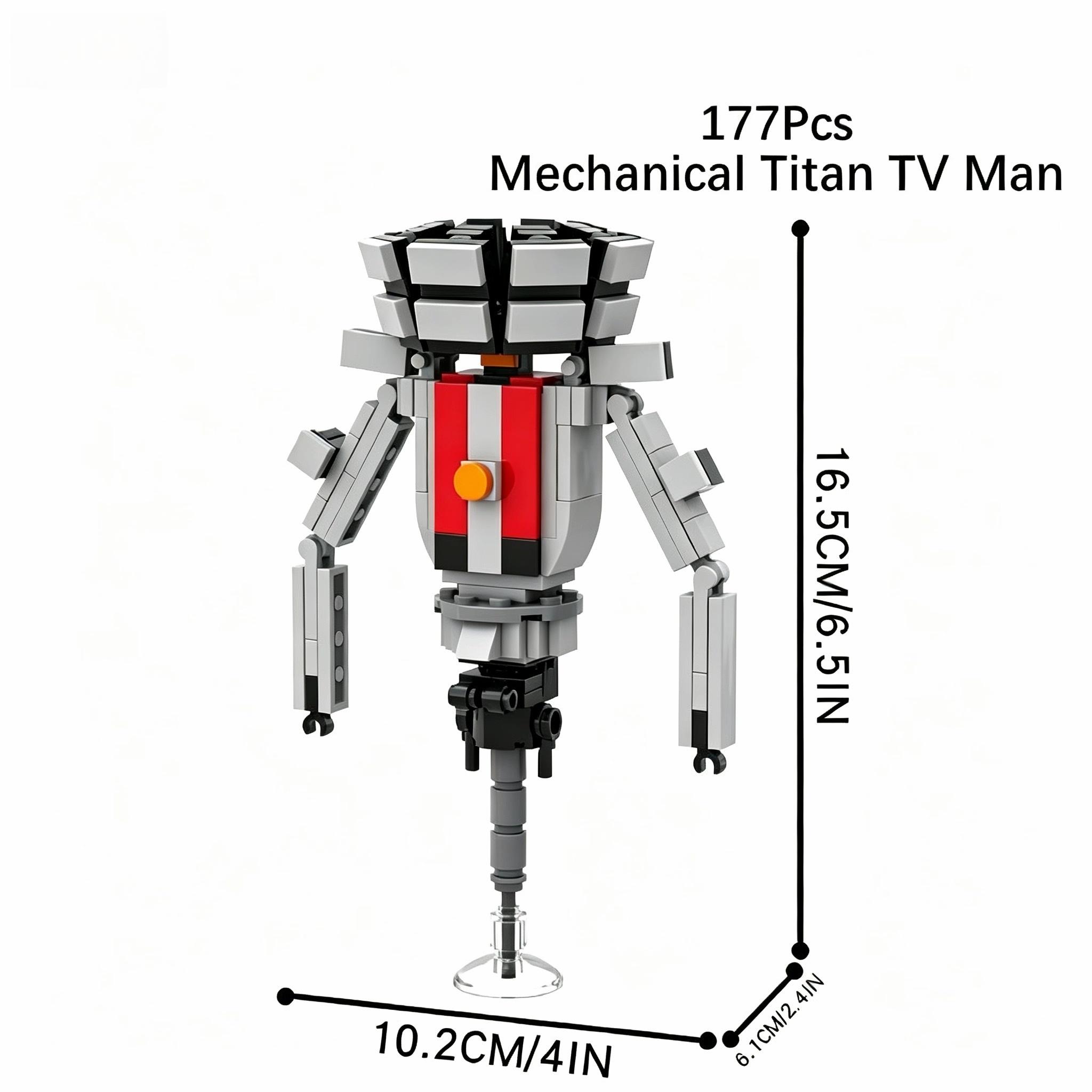 177 Pieces Mechanical TV Shape Building Blocks, Assemble Mecha Model, Educational Toy for Boys, Desktop Decoration
