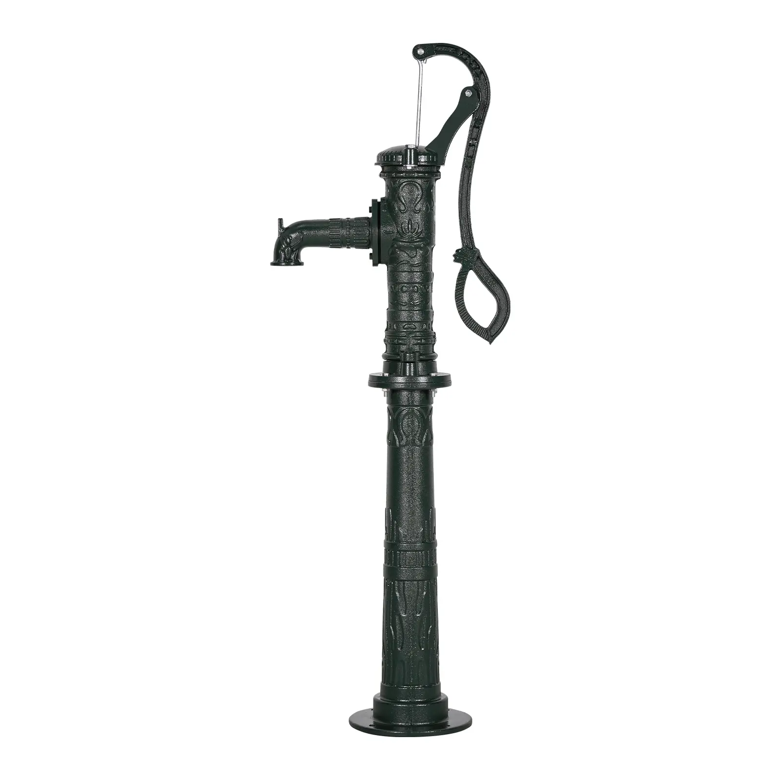 Well Hand Pitcher Pump, 20 ft Max Lift, Antique Cast Iron Manual Hand Water Pump with Heightening Base, NPT 1-1/4 in Connection, Easy Installation, for Outdoor Garden, Pond, Yard, Farm