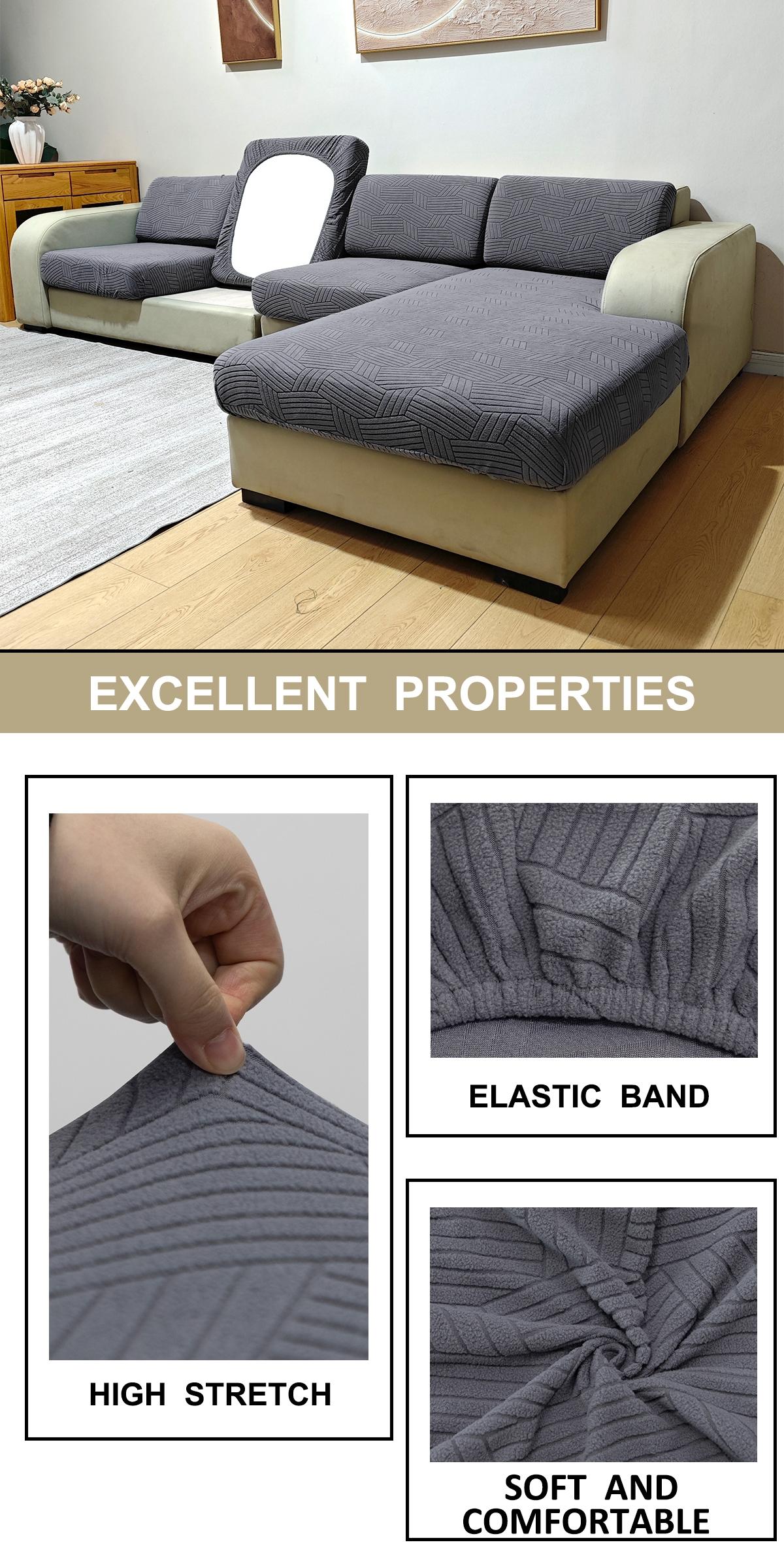 Modern Stretch Sofa Cushion Cover, Pet-Friendly All-Season Furniture Protector, Fits Single to Four-Person Sofas