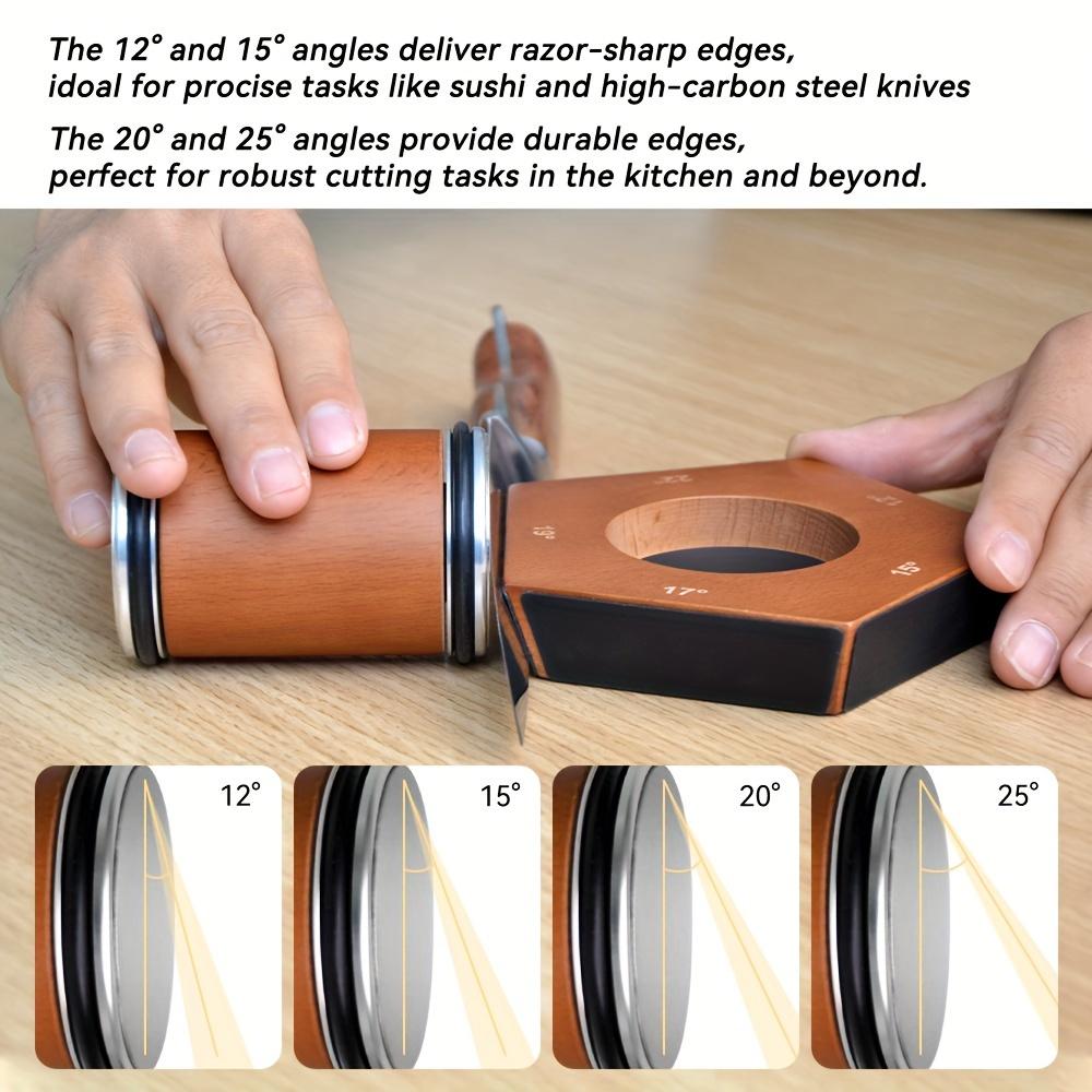 Rolling Knife Sharpener 5 Angles 12, 15, 17, 20 & 25 Degrees Rolling Sharpener for Chef Knives, rolling knives sharpener, Cleavers, and Cooking Knives Kitchen Cutting Wooden Modern, afilador de cuchillosknife, sharpener, set