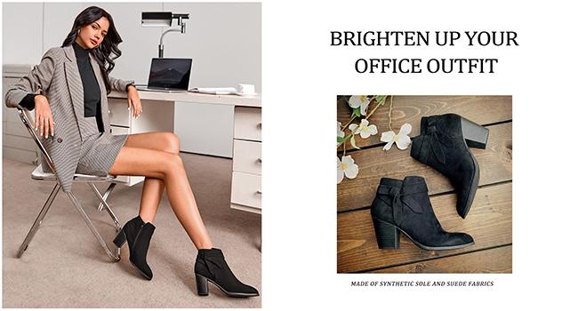 Coutgo Womens Tie Knot Chelsea Pump Ankle Boots Closed Toe Stacked Heel Booties Shoes Coutgo Womens Tie Knot Chelsea Pump Ankle Boots Closed Toe Stacked Heel Booties Shoes