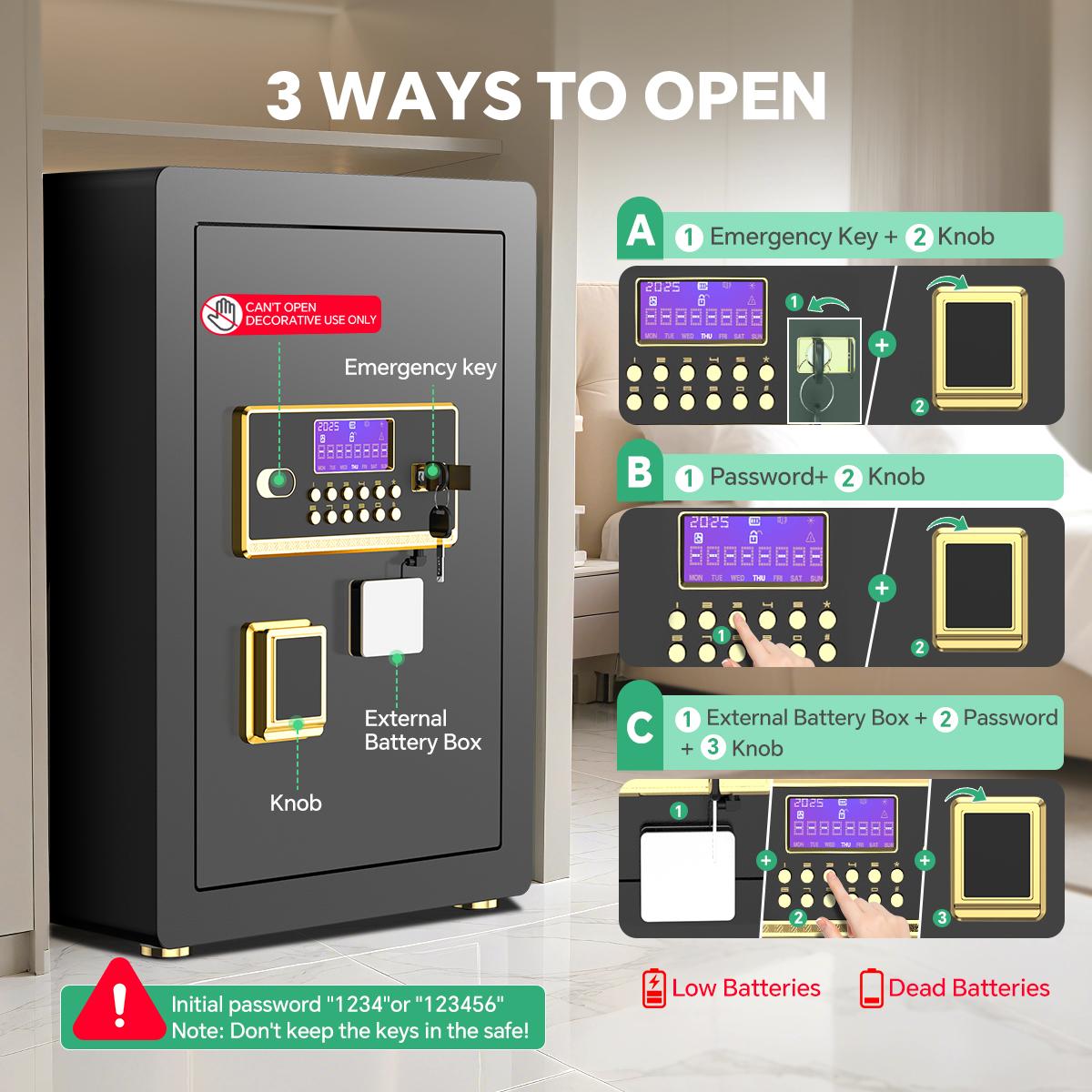 ACTIGER Large Safe Box, Digital Keypad Home Security Safe With Smart Alarm System & Interior Safe Lock Box, for Valuables Spy Gadgets Inner Safe Box with Fireproof Waterproof Bag, New Home Renovation Essentials,Adjustable Shelf