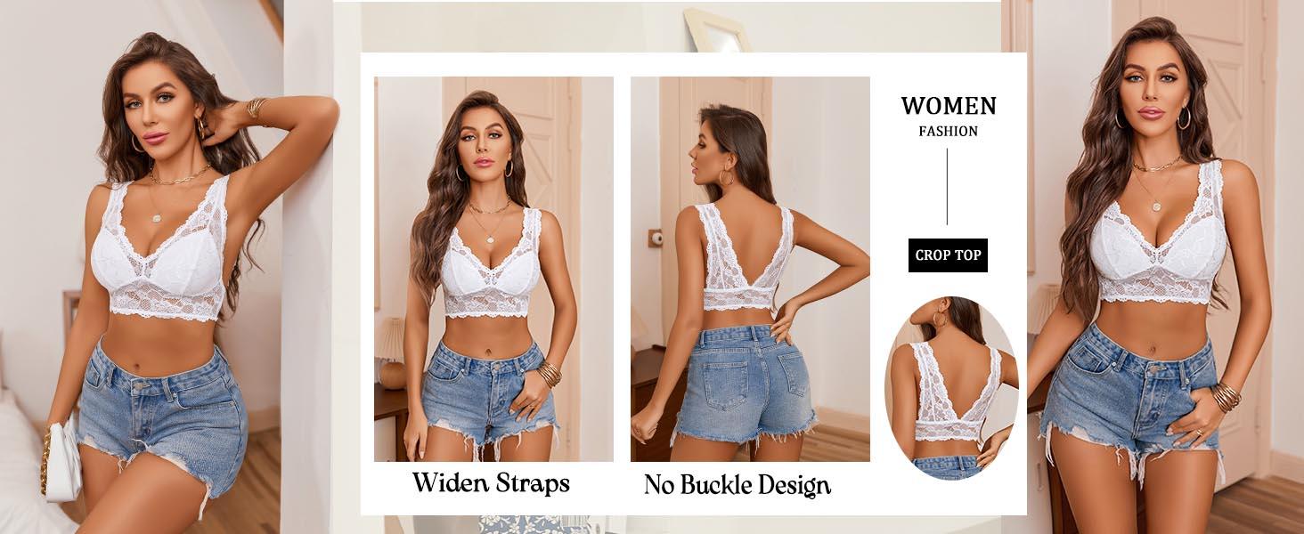 Avidlove Bralettes for Women Lace Bra Non Padded Longline Bralette Deep V Triangle Everyday Lingerie Bras SpringStatements