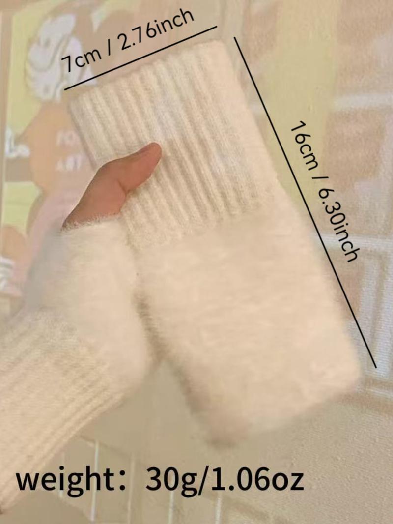 Unisex Fashion Fleece Knit Half Finger Fingerless Gloves, Soft Warm Non-Clunky, Perfect for Streetwear, Parties, Fall Winter Outdoor Use
