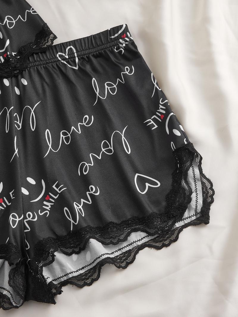 Women's Sleepwear Set with Shorts, Casual Fitted Design, All-Season Comfortable Loungewear, Plain Pattern, No Ca Prop 65 Warning