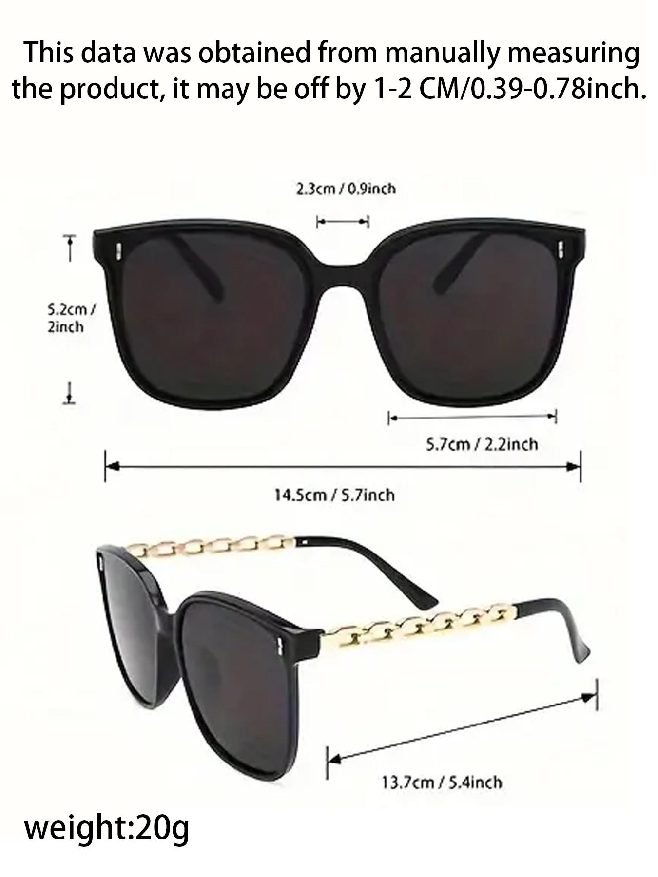 Women's Fashion Chain Decor Square Frame Sunglasses, Trendy Casual Sunglasses for Everyday Use, Fashion Accessories for Outdoor Activities