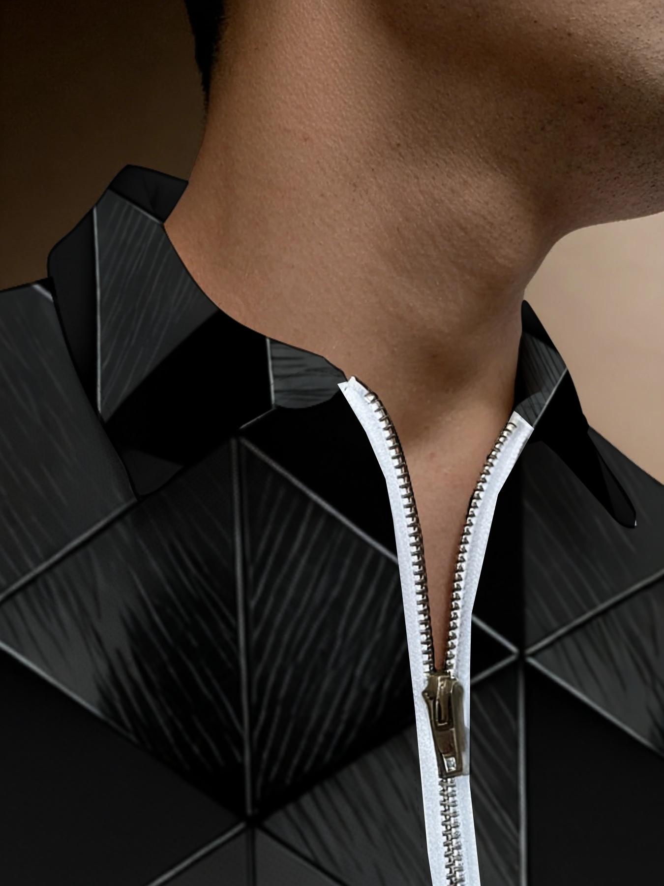 Colorful Lion Pattern Men's Short Sleeve Polo Shirt, Stylish Print Slim Fit, Summer Trendy Top