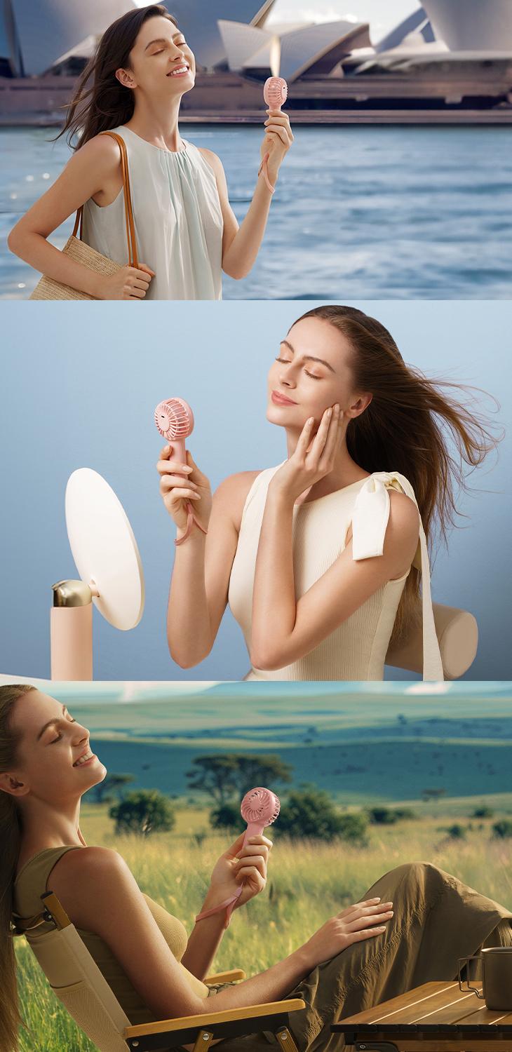 GAIATOP Mini Portable Fan, 3-Speed Powerful Handheld Fan, Cute 2000mAh Battery-Operated Design, Small Personal Fan, USB Rechargeable Makeup Eyelash Fan, Travel Essential for Women & Girls Fans   Valentine's Day gift