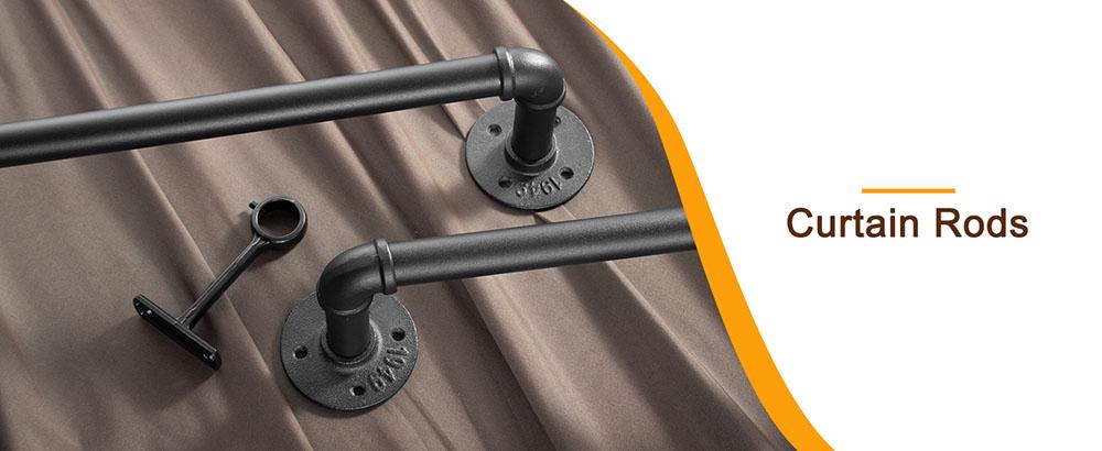 Inovaday Curtain Rods for Windows 1 Inch Industrial Curtain Rod, Wrap Around Black Indoor/Outdoor Curtain Rod, Room Divider Adjustable Curtain Rod for Bedroom Living Room Bathroom Black Outdoorfun