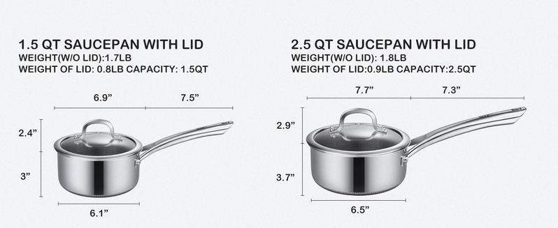SNOWCLAD Pots and Pans set non stick, 10 pcs Hybrid Stainless Steel Cookware Sets, non stick Frying Pans, Saucepans, Saute Pan & Stock Pot, PFOA Free kitchen skillet,Induction Compatible Metal Nonstick Lids