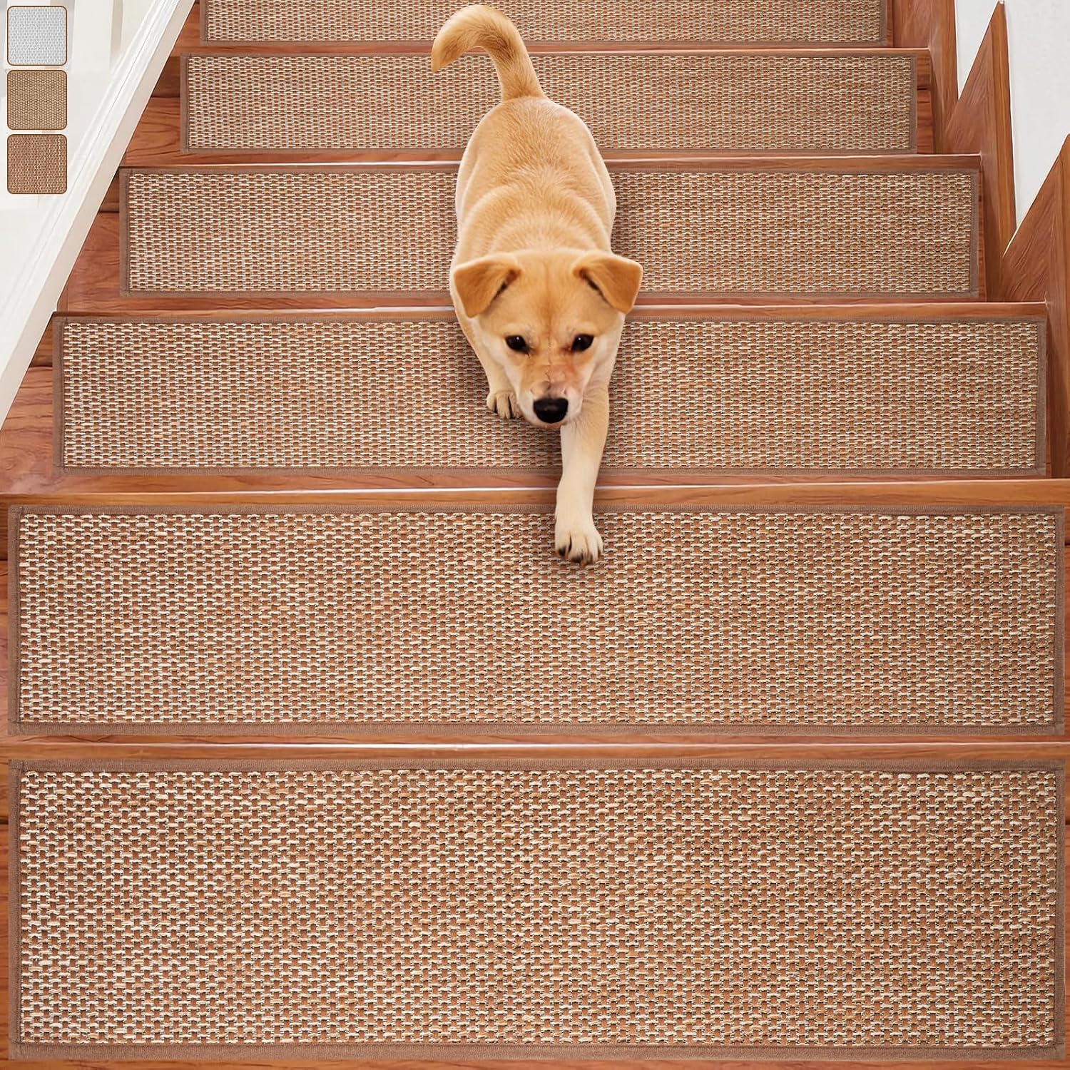 Carpet Stairs Runner for  Stairs,8"x 30", Washable Beige 4-Pack