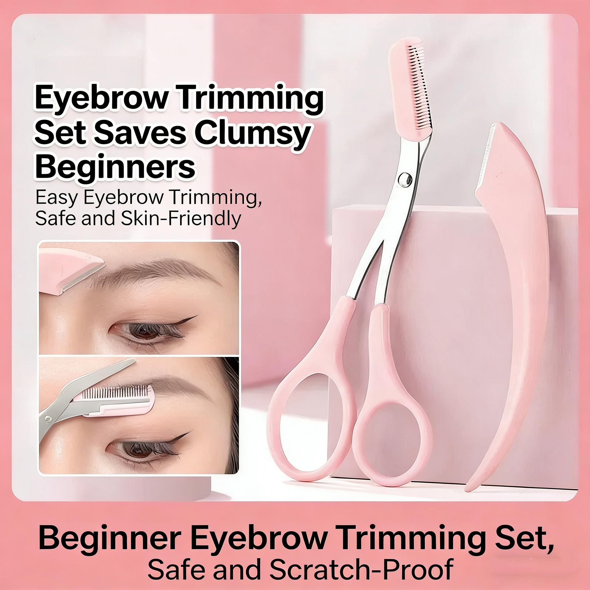 3pcs/lot Hot Selling Eyebrow Razor and Precision Eyebrow Scissors Grooming Kit, Safety Micro-Blade Razor, Stainless Steel Blades, Makeup Tool, Precision Grooming Kit