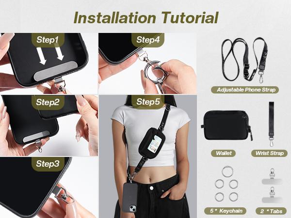 Clip and Go Strap Bag for Phone M/Large Lanyard Crossbody Adjustable and Detachable RFID Wristlet Wallet Valentine's Day gift