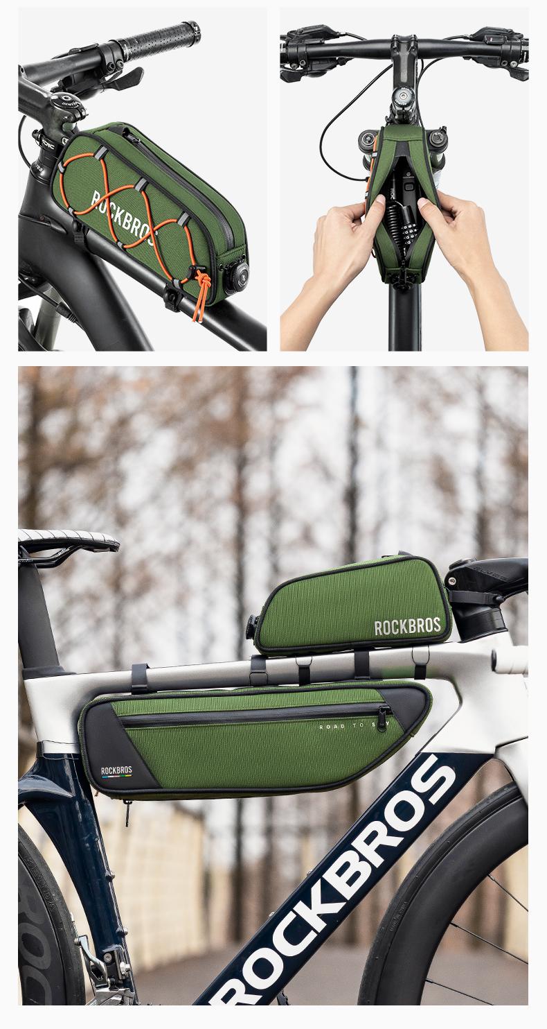ROCKBROS Bike Top Tube Bag, Bike Frame Bag With Fitgo Lock System, Bicycle Bag, Bike Accessories for Road Bike Hybrid Touring Bikes, Quick Release
