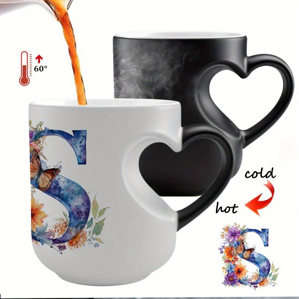 Color-changing ceramic mug, floral watercolor design, suitable for Halloween, Christmas, Valentine's Day, Mother's Day, Father's Day gifts (11 oz/330 ml)