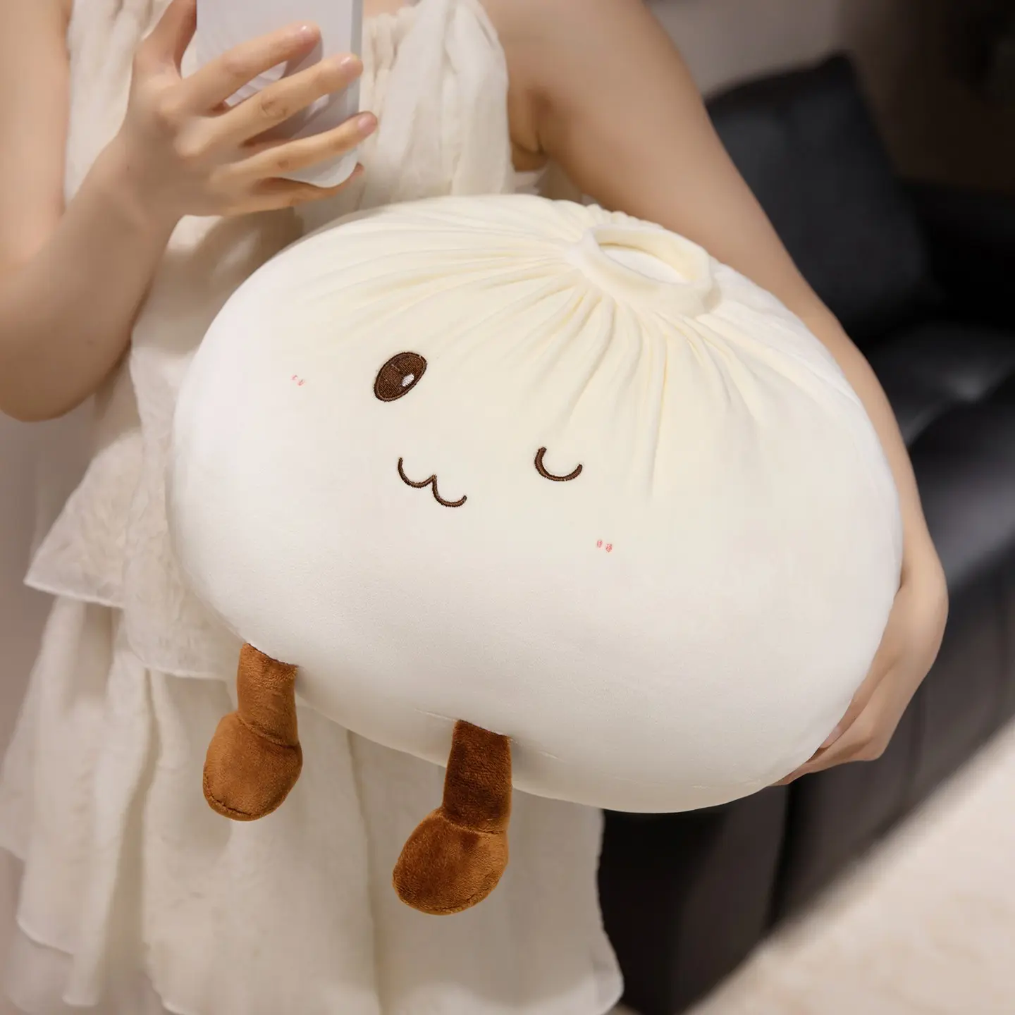Dumpling Plush Pillow, Dumpling Stuffed Animal, Stuffed Bun Plush, Funny Food Plush Pillow Home Decoration for Kids Adults
