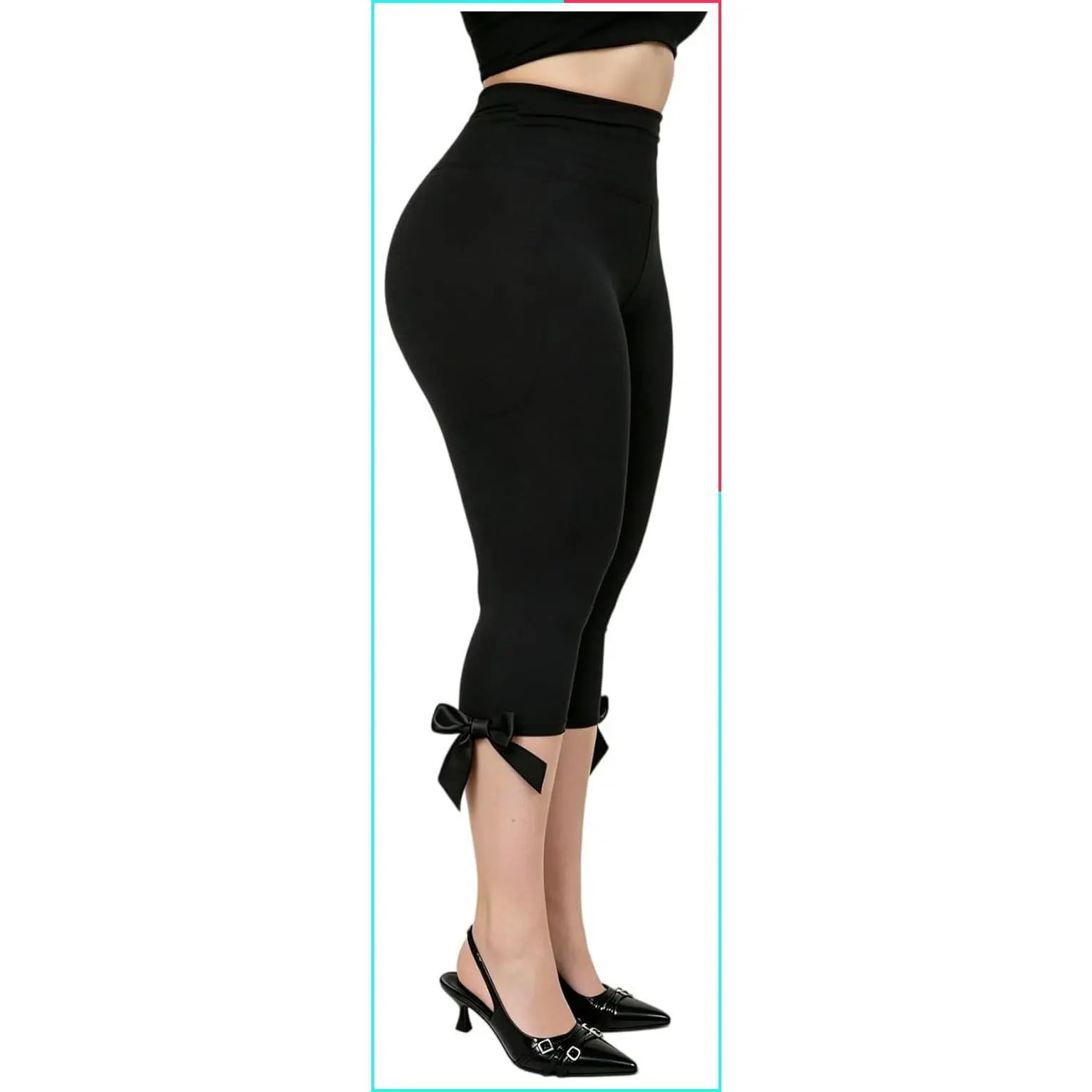 Women's Dressy High Waist Capri Pants with Bow Detail Slim Fit Knee Length Leggings Sexy Y2K Cute Going Out Bottoms Streetwear