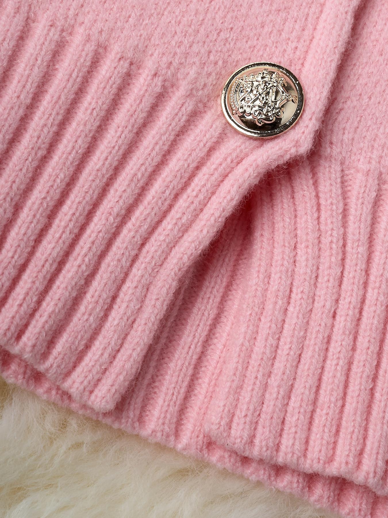 Elegant Women's Knit Cardigan, Short Sweater Coat, Lapel Collar, Ribbed Cuffs & Hem, Buttoned Design, Perfect for Fall & Winter