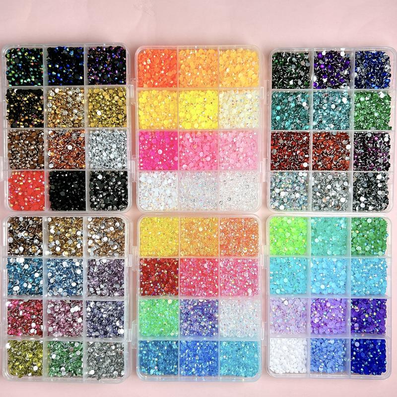 1 Set 72 Colors Shiny Flatback Rhinestones Nail Charms, Sparkly Rhinestones 3mm Multi-colors Semi-circular Resin Nail Art Gems for DIY Headphone Case Pens Glasses Nails Supplies