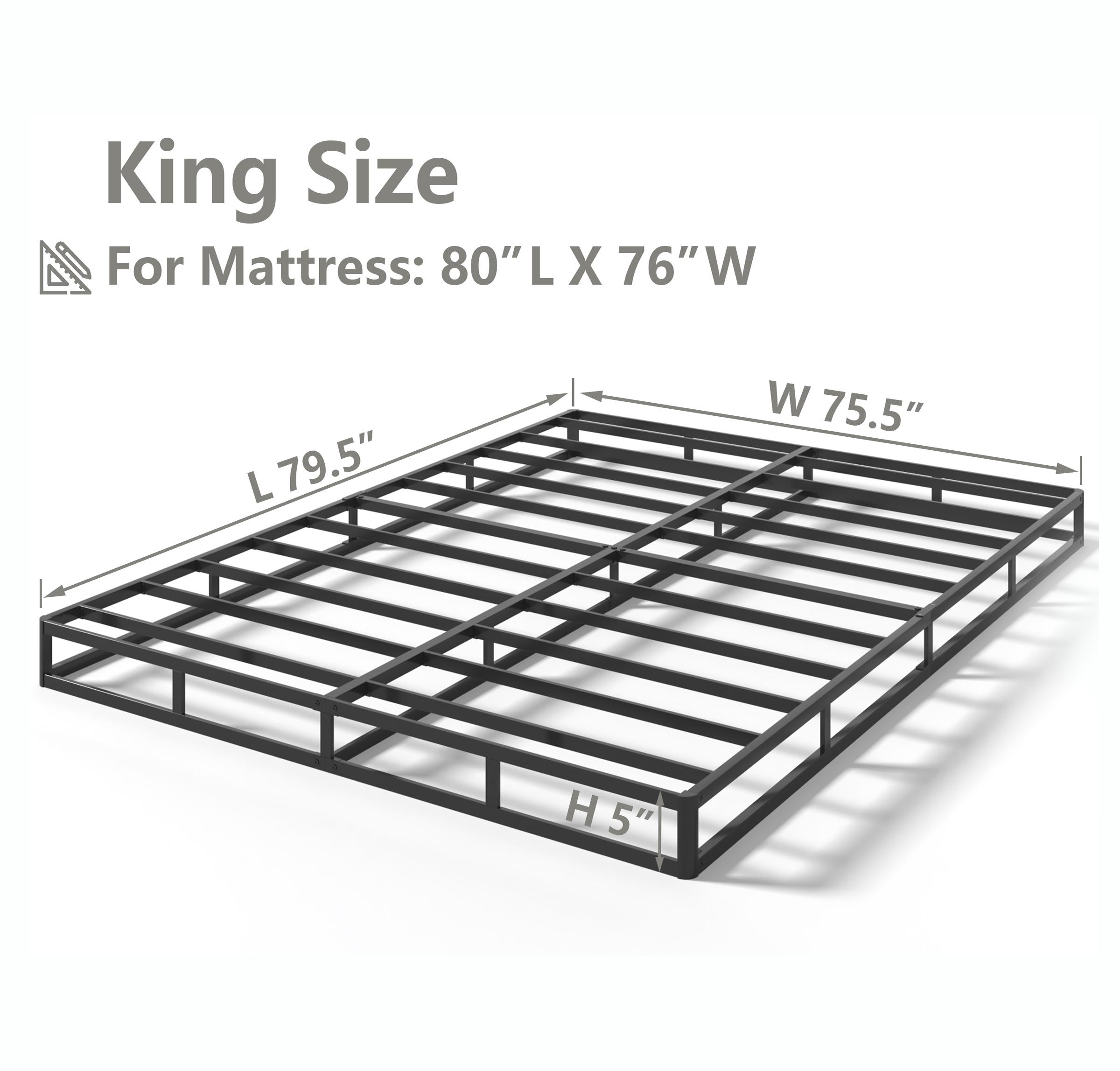 Edenza-Box Spring King 5 7 9 Inch High Metal Twin Full Queen Size with Heavy Duty Mattress Foundation, Fabric Cover, Easy Assemb l y, Quiet Noise-Free, Bedroom Furniture Luxury Bed Frame