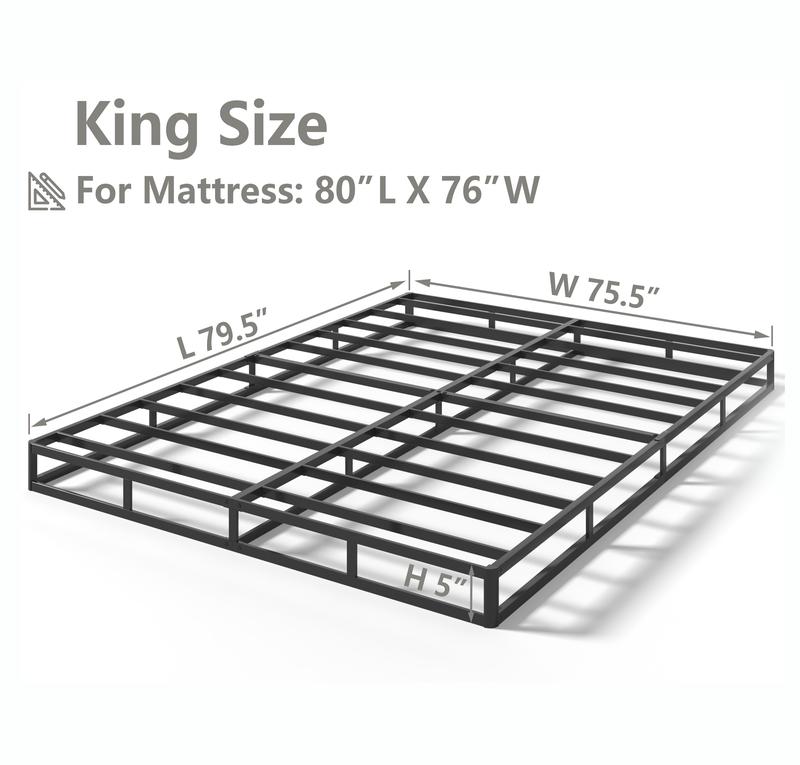 Edenza-Box Spring King 5 7 9 Inch High Metal Twin Full Queen Size with Heavy Duty Mattress Foundation, Fabric Cover, Easy Assemb l y, Quiet Noise-Free, Bedroom Furniture Luxury Bed Frame