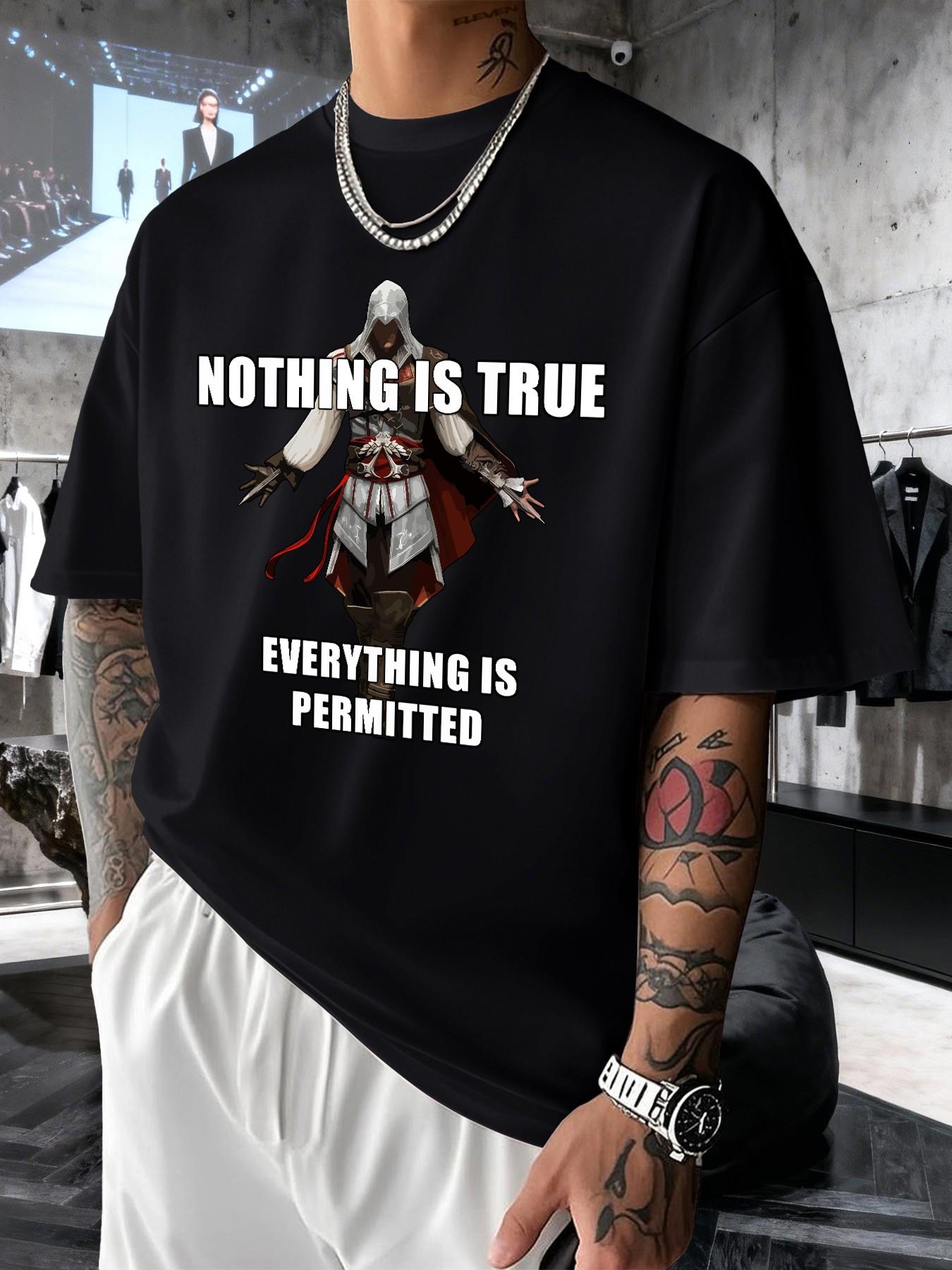 Assassin's Creed Altair Graphic Men's T-Shirt, Trendy Streetwear Short Sleeve Top, Comfortable Round Neck, Spring Summer Casual Wear