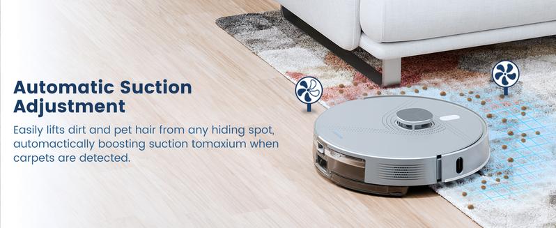 AIRROBO Robot Vacuum and Mop with Self-empty Model L40+(vacuum&mop with self empty station) Model L50+(with station and Ultrasonic carpet detection)