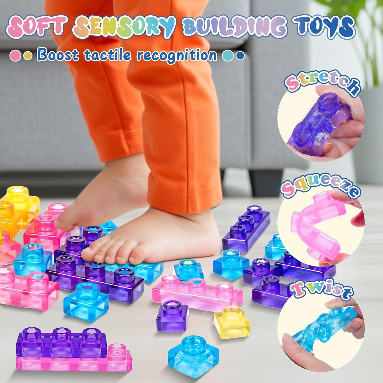40pcs Squishy Jelly Building Blocks, Soft Stress Relief Toy, Kids' Construction Set, Fun Educational Playset, Durable & Safe Design