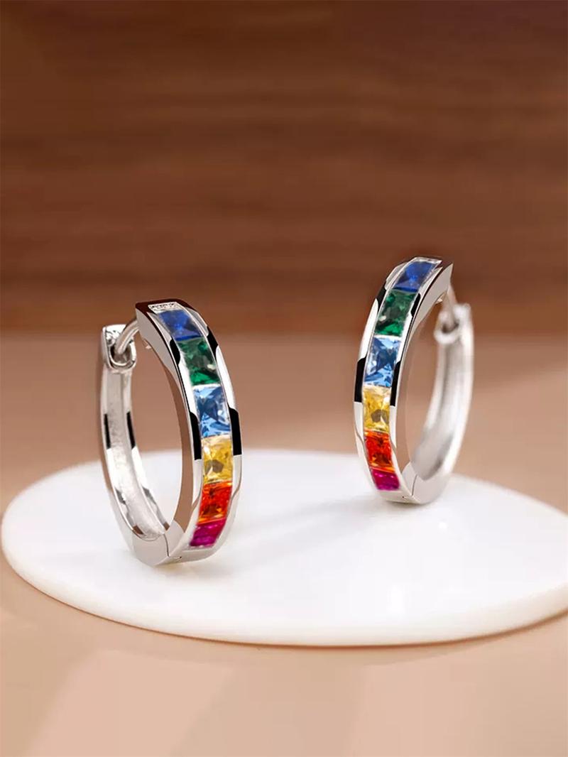 Summer 2024 Women's Elegant Rhinestone Decor Hoop Earrings, Fashionable Party Accessories for Anniversary, Engagement, Bridal Party, Wedding, Valentine's Day Gift