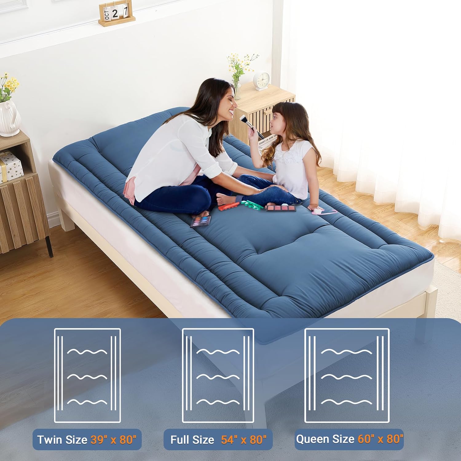 Twin Size / Full Size Futon Mattress, Japanese Floor Sleeping Mat Rollable Tatami Mattress for Dorm, Portable & Foldable Floor Mattress Sleeping Mattress Pad for RV Travel Camping